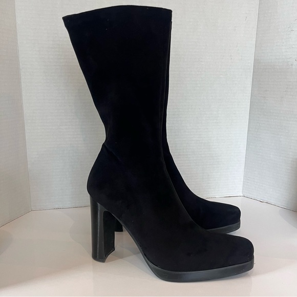 Jeffrey Campbell Claudio Block Heel Sock Boot – Faux Suede Black Women’s Size 9 - Picture 3 of 14